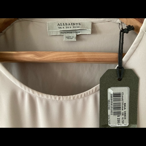 Brand New ALLSAINTS Eala Dress in Pale Grey Size 0 - Picture 5 of 6